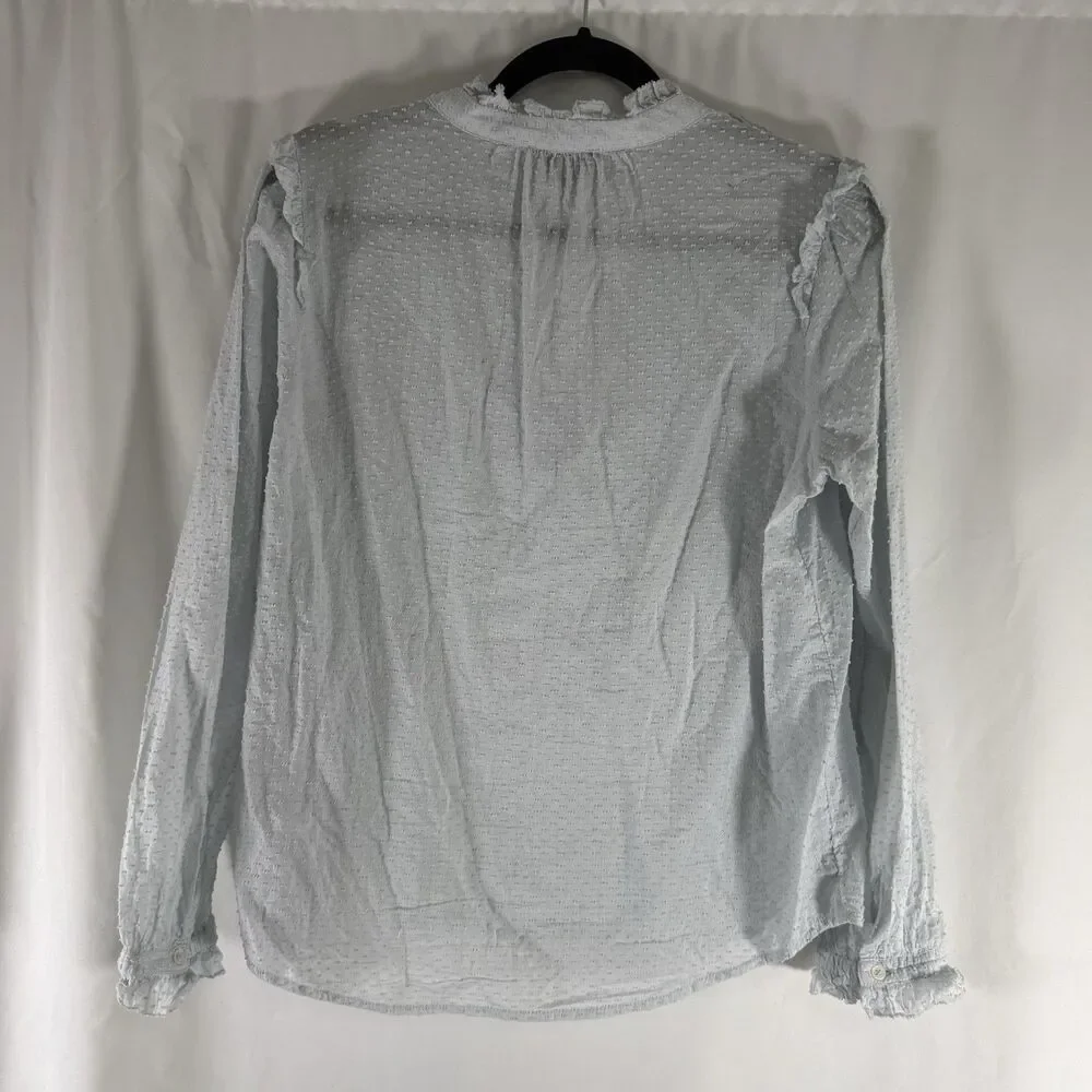 J Crew Blouse Women's Small Light Blue V-Neck Long Sleeve Textured Pullover